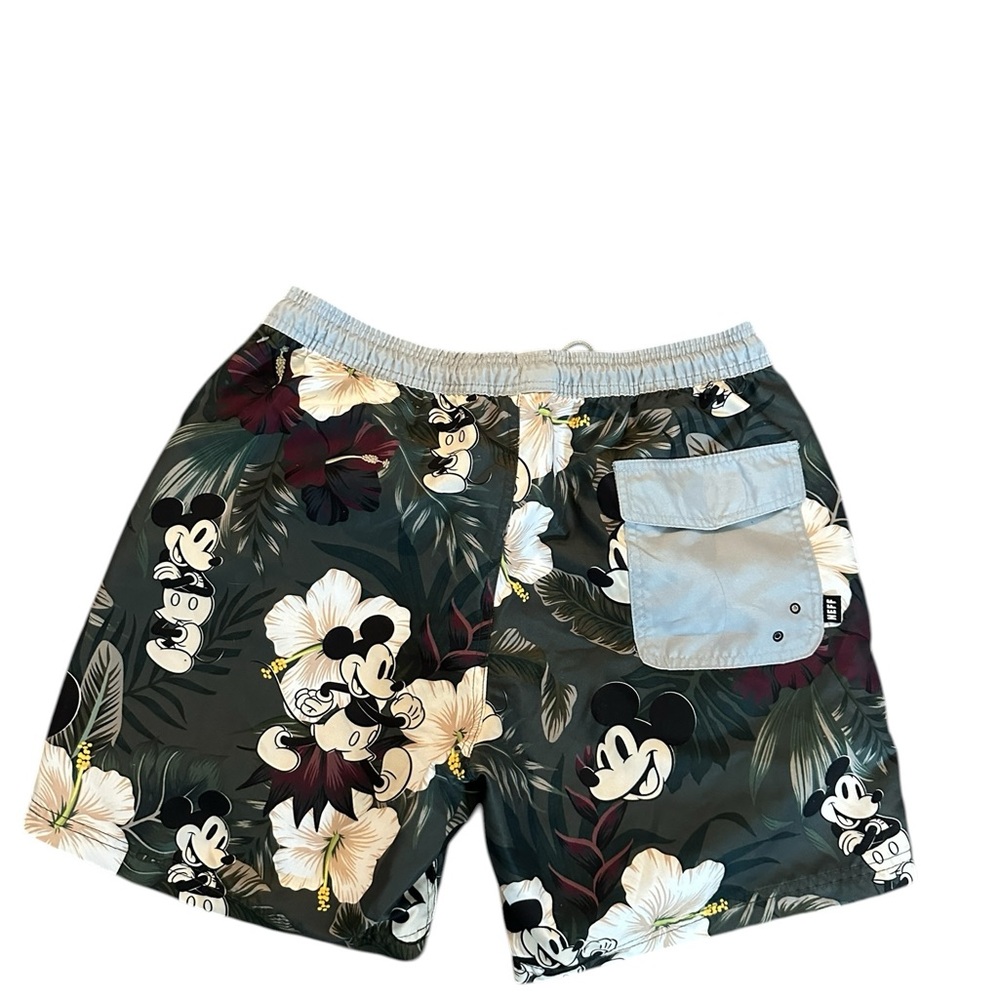 Neff Tropical Mickey Mouse Swim Trunks Mens Medium Printed 5" Inseam Shorts - Picture 2 of 6